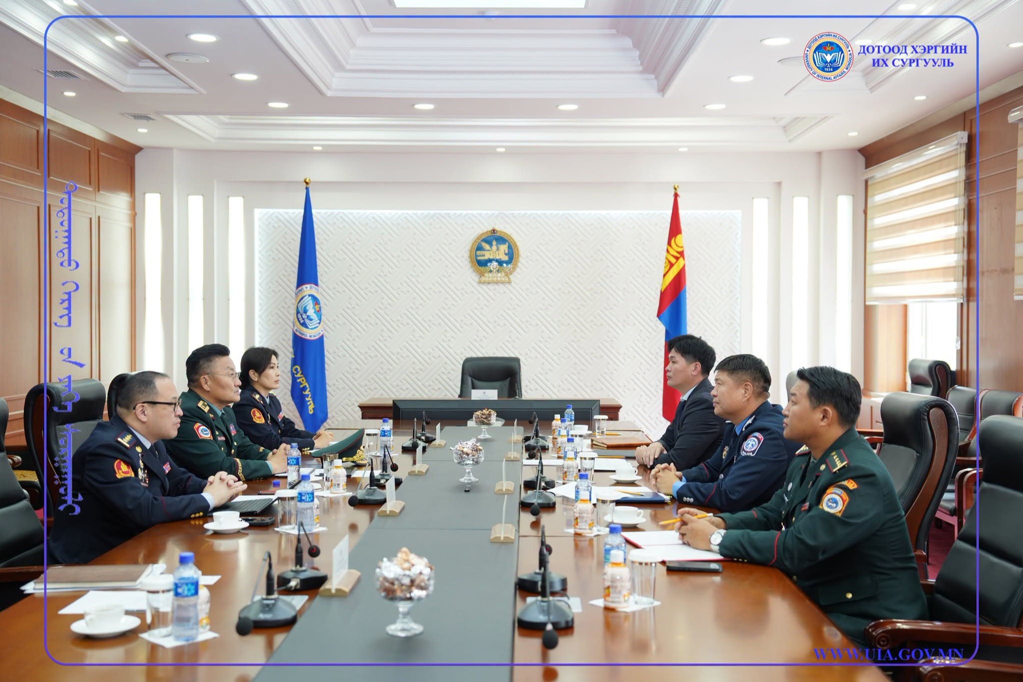 Official Meeting Held with Delegates Led by Chief of the Internal Troops Staff, Brigadier General N. Lhagvasaikhan (Ph.D)